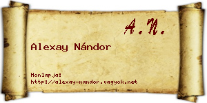 Alexay Nándor névjegykártya