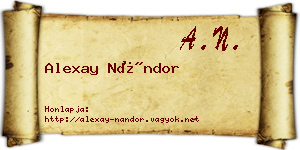 Alexay Nándor névjegykártya